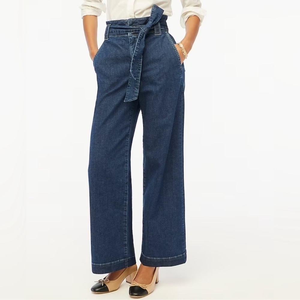 J.Crew Blue High Waisted Wide-leg Peper-bag Denim trouser Size 26